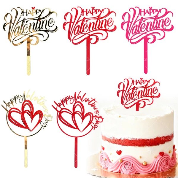 情人节快乐蛋糕装饰插牌，婚礼生日蛋糕装饰插牌，情人节心形纸杯蛋糕装饰插牌，塑料亚克力情人节蛋糕装饰