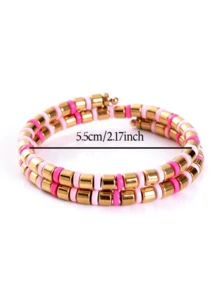 1条时尚奢华合金手链，适合女士佩戴，情侣手链，日常搭配，情人节、母亲节礼物、生日珠宝礼物 - 款式 1 - 查看 5