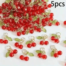 5/15/25/35/50pcs Sakura Flower Resin Pendant, With Clear Shiny Green Petal Design, DIY Jewelry Pendant For Necklace, Earrings, Keychain, Craft Supplies - Multicolor - View 8