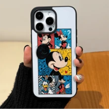 Disney. ‌   What Mickey Mouse Patterned Phone Case Designed With Vibrant Comic Panels Featuring Beloved Characters. Compatible With  17, 16, 15, 14, 13, 12, And 11 Pro Models, With Shockproof Protection. A Fun Accessory For Fans Of All Ages, Perfect For Birthdays, Holidays, And Special Occasions..Holiday Accessories. - Black - View 3