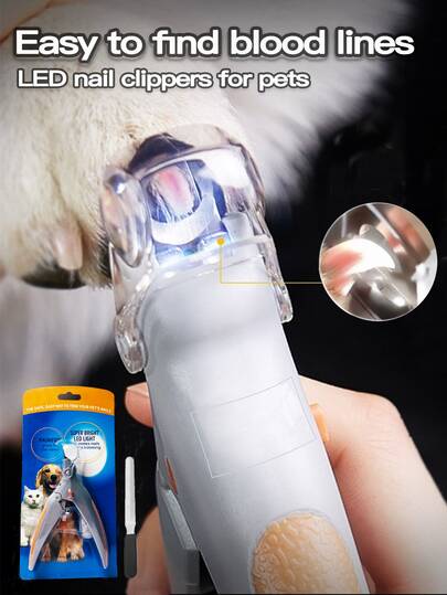 2 piezas Cortaúñas para mascotas, Recortador de uñas de gato con luz LED y lupa, Amoladora de uñas, Herramientas de cuidado de uñas, Kit de aseo para gatos, perros y animales pequeños