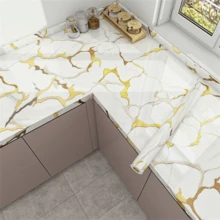 1卷高档大理石纹自粘墙纸，可移除DIY墙贴，防水、防油、易于维护和清洁，适用于厨房、浴室、墙面装饰，现代铂金纹理艺术风格 - 白金 - 查看 3