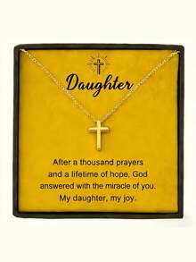 简约不锈钢十字架项链，女士款，低过敏性，适合各种场合，送礼自用皆宜，附赠卡片和礼盒包装。 - 金的 - 查看 1