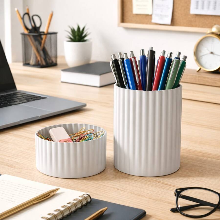 Multipurpose Desk Organizer For Trinkets, Pencils, Pens, Makeup - trắng - Xem 1