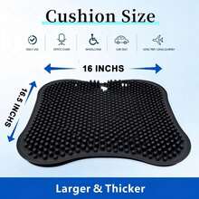 Black Double-Layer Thick Gel Seat Cushion, Column-Shaped Breathable Anti-Slip Cover, Pressure Dispersion Design, Suitable For Office And Car Wheelchair Elastic Furniture Protection Cover - Black - View 9