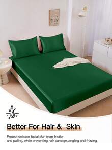 1pair Premium Silky Satin Envelope Pillowcases Set, 2 PCS/Pair Pillowcases, Soft Breatheable Wrink-Free Better For Hair Skin Sleep, Pillow Covers Without Filling, Machine Washable, Oeko-Tex Certified, Dark Green - Dark Green - View 6