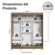 Ropero Closet Madesa Reno 3 Puertas 1 Espejo Con Pies MM - Marrón - Ver 3