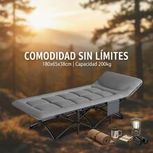 Cama Plegable Portátil para Adultos - Cama de Camping Ultraligera y Compacta, Tela Negra Resistente, Ideal para Playa, Senderismo, Picnic y Aventuras de Viaje - Gris - Ver 5