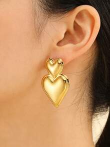 1 Pair Exquisite 304 Stainless Steel Oil-Finished Geometric Irregular Stud Earrings - Minimalist Elegant Design, Versatile Earrings Suitable For Daily Wear And Parties, Perfect Holiday Gift For Family And Friends - Multicolor - View 5