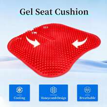 Red Double-Layer Thick Gel Seat Cushion, Column-Shaped Breathable Anti-Slip Cover, Pressure Dispersion Design, Suitable For Office And Car Wheelchair Elastic Furniture Protection Cover - Đỏ - Xem 7