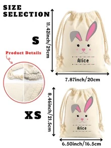 Customized Tote Bag, Personalized Children's Gifts, Children's Gifts, Name Tote Bag, Modern Name, Children's Bags, Easter, Rabbit, Spring, Easter Eggs, Easter Baskets, Customized Gift Bags, Letter Gift Bags, Customized Easter Bags, Easter Bags, Easter Tote Bags, Children's Easter Bags, Easter Egg Hunt Bags, Boys' Easter Gift Bags, Girls' Easter Gift Bags, Rabbit Gift Bags, Customized Easter Gifts - Multicolor - View 3