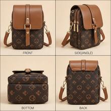 LEATVOOK New Fashion Classic Versatile PU Waterproof Fabric Shoulder Bag, Printed Design Metal Chain Decoration Design French Baguette Bag, Women's Shoulder Bag Suitable For Shopping. Commuting, Travel Use, Best Mother's Day And Valentine's Day Gifts - 棕色 - 查看 3