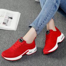 Unisex Height-Increasing Training Shoes - Breathable Fabric Low-Top Sneakers With EVA/PVC Grippy Soles For Walking, Hiking, Camping - All-Season Comfort & Durable Design (Black/Red/White), Hiking Boots, Outdoor Footwear, Flexible Footwear - Đỏ - Xem 4