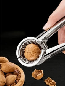1 Pc Ergonomic Stainless Steel Nut Sheller, Multifunctional Tool For Pine Nuts & Dried Fruits, Essential Kitchen Gadget - Multicolor - View 3