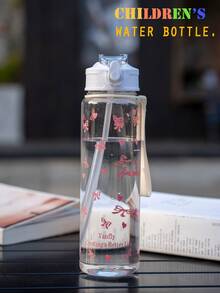 750ml Children's Water Bottle, Cute Straw Cup Gift For Girls & Boys, Suitable For Outdoor, School, Sports, Graduation, Butterfly & Cherry Heart Design, Portable - Multicolor - View 13