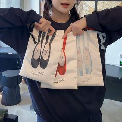 4 piezas Bolsas de almacenamiento para zapatos de baile, Bolsas de satén con cordón para zapatos de ballet de punta, Bolsas a prueba de polvo para zapatos de baile