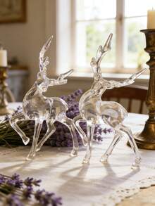 1/2件透明亚克力鹿摆件套装，现代简约动物雕塑，北欧风格艺术装饰，优雅水晶质感，家居装饰，桌面摆件，客厅/卧室/办公室展示，树脂纹理，精美，家居装饰爱好者的礼物 - 彩色 - 查看 5