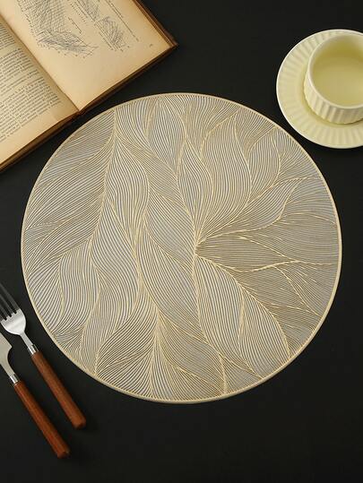 8 piezas de individuales redondos minimalistas de PVC dorado, lavables, fáciles de limpiar, antideslizantes, resistentes al calor, decoración de mesa de comedor para fiestas, bodas y días festivos