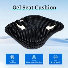 Black Double-Layer Thick Gel Seat Cushion, Column-Shaped Breathable Anti-Slip Cover, Pressure Dispersion Design, Suitable For Office And Car Wheelchair Elastic Furniture Protection Cover - Black - View 6