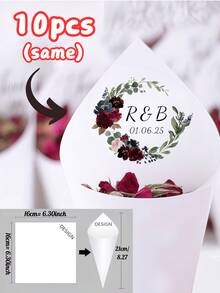 1/10/30/50/100pcs Customizable Confetti Cone Template - Printable Wedding Toss Cones For Rice, Petals, Confetti, DIY Wedding Recessional Decor, Valentine's Day Gift, Wedding Gift, Wedding Accessories, Bridesmaid Gift, Christmas Gift, Christmas Decor, Thanksgiving Gift, New Year Gift, Party Decor ,Forever Love, Personalized Wedding Favors - Multicolor - View 11