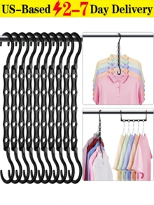 [Delivery Within 2-7 Days In The United States]10-Piece Set, Black Multi-Purpose Clothes Hooks With Reinforced Plastic Anti-Slip Design. Versatile Hanging Solution For Closets, Balconies, And Bathrooms. Sleek Black Finish Complements Any Home Decor While Resisting Dirt. Constructed From Thick, High-Strength Plastic For Exceptional Durability And Flexibility. Anti-Slip Coating Ensures Secure Holding Of Garments. Compatible With Hangers Of Varying Thicknesses To Maximize Space And Storage Efficiency. Ideal For: Practical For Organizing Clothes In Wardrobes, Drying Small Items On Balconies, Or Hanging Towels In Bathrooms. An Ideal Gift For Occasions Like Housewarmings Or New Year Celebrations-It Solves Storage Challenges While Conveying Thoughtful Convenience. A Cost-Effective Choice For Enhancing Home Organization. - Nhiều màu - Xem 1