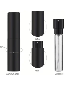2pcs + 4pcs Accessories 8ML Refillable Rotating Perfume Travel Spray Bottles, Includes 2pcs Spray Bottles, 1pc Funnel, 1pc Dropper, 1pc Spring Straw, 1pc Dispenser, Mini Portable Refillable Atomizer