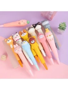 卡通减压挤压圆珠笔，0.5mm软橡胶动物造型减压笔，学生考试练习笔，文具。动物造型减压笔，慢回弹挤压圆珠笔，ins风，高性价比学生书写签名笔，高性价比减压挤压笔，水果动物造型软橡胶圆珠笔，学生文具奖品。 - 黑色 - 查看 4