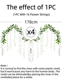 Nejlue Artificial Flowers/Plants1111 Home & Living 1/2/4 vòng hoa tử đằng nhân tạo, vòng hoa dây tử đằng nhân tạo treo, dây leo giả, vật trang trí, thích hợp cho trang trí nhà cửa, trang trí phòng ngủ, trang trí sân vườn, trang trí tường, trang trí trong nhà/ngoài trời, trang trí phòng ngủ, trang trí đám cưới, trang trí bàn ăn, trang trí tiệc, trang trí sinh nhật, trang trí ngày Valentine. - 1 bộ 16 bông hoa - Xem 11