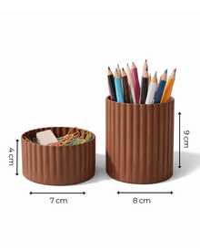 Multipurpose Desk Organizer For Trinkets, Pencils, Pens, Makeup - Rust Brown - View 2