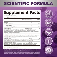 Pre Post Probiotics Gummies, 5 In 1 Probiotic Prebiotic Postbiotic Digestive Enzymes With Fiber, 120 Billion CFU Probiotics Complete Gut Support, Sugar Free, Vegan, BlackBerry Flavor, 60 Cts - 60 Count - View 2