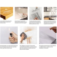 Plastic Static Adsorption Wall Protective Film - Waterproof, Oil-Proof, Removable Film, Suitable For Kitchen, Tiles, Home, Dorm Decor - No Glue Needed, Easy To Clean, No Electricity Required - Multicolor - View 7