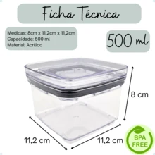 Kit Com 12 Potes Herméticos Porta Em Acrílico Cristal Empilhável Organizador De Mantimentos - Transparente - Visão 2