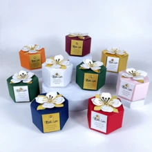 10pcs Multicolor Hexagonal Delicate Gift Box With Thank You Cards Paper Flower Decor Boxes,Suitable For Wedding,Engagement,Birthday,Housewarming,Holiday Party,All Occasion Gifts,School Supplies,Back To School - Multicolor - View 2