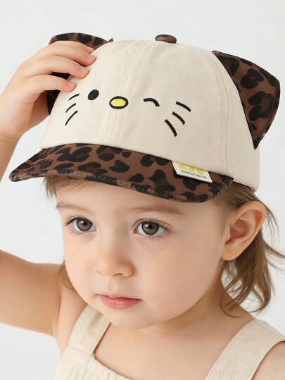 1pc Baby Sun Hat, Soft Brim Cute Baseball Cap, Cartoon Cat Design, Toddler Boys Outdoor Baseball Cap, Suitable For 1-3 Years Old, Spring/Summer