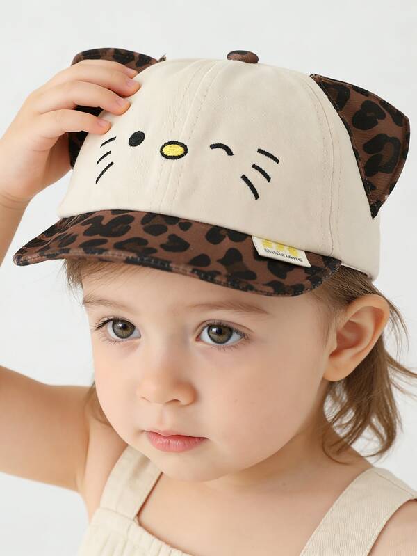 1pc Baby Sun Hat, Soft Brim Cute Baseball Cap, Cartoon Cat Design, Toddler Boys Outdoor Baseball Cap, Suitable For 1-3 Years Old, Spring/Summer