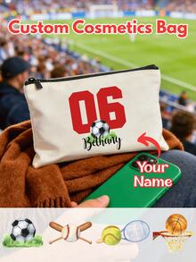 Bolsa de lona con tema deportivo personalizada - Bolsa de lona portátil personalizada, se puede imprimir nombre y patrones deportivos, adecuada para: regalos de fiesta con tema deportivo, regalos de fiesta de cumpleaños, bolsas de regalo personalizadas para celebraciones de campeonato de equipo, bolsas de almacenamiento exclusivas para jugadores de partidos de de baloncesto de exalumnos, bolsas esenciales para aficionados al día del partido de fútbol, decoraciones de fiesta y regalos del día del partido. - Multicolor - Ver 1