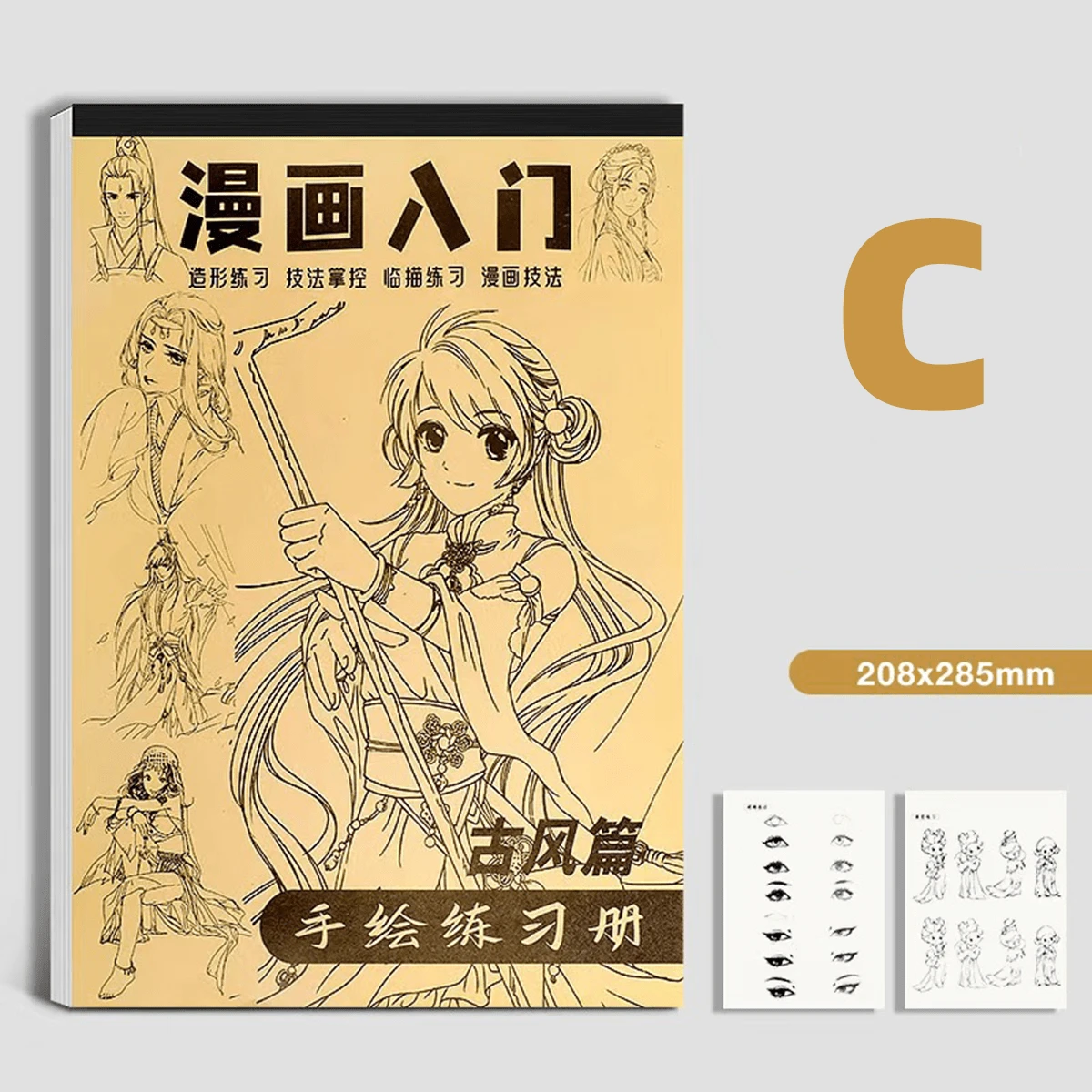 动漫人物素描轮廓及描摹技巧入门指南 - 63+幅分步插图，31+幅素描，38+个练习，艺术家礼物，素描艺术手册，详细插图 - C - 查看 1