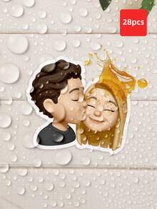 1-84张定制照片贴纸，人脸贴纸，情侣个性化贴纸，数码肖像贴纸，卡通贴纸，情侣礼物贴纸，可用于礼盒装饰、水瓶和笔记本电脑贴纸，完美适用于家居装饰、客厅、卧室、办公室、茶室，趣味十足，可爱时尚 - 多色2 - 查看 50