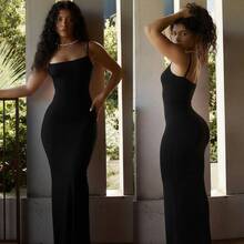 Elegant, Form-Fitting Maxi Dress With A Low Back And A Slit, Ideal For Parties. - màu đen - Xem 4