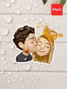1-84张定制照片贴纸，人脸贴纸，情侣个性化贴纸，数码肖像贴纸，卡通贴纸，情侣礼物贴纸，可用于礼盒装饰、水瓶和笔记本电脑贴纸，完美适用于家居装饰、客厅、卧室、办公室、茶室，趣味十足，可爱时尚 - 多色2 - 查看 46