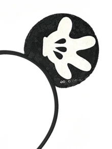 1个闪亮米妮老鼠耳朵发箍，可爱卡通米妮耳朵，闪亮米妮耳朵发箍，公主风闪亮耳朵发箍带蝴蝶结，适合学生派对、化装舞会、角色扮演、主题公园和其他场合