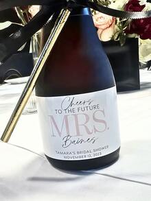 Custom Text Wine Labels, Personalized Wine Bottle Stickers, Black & White Design Wedding Party Labels, "Cheers To The Future" Proposal Stickers, Bridesmaid Gift Box Accessories, Fun Wedding Party Uppercase Letter Stickers - Multicolor - View 7