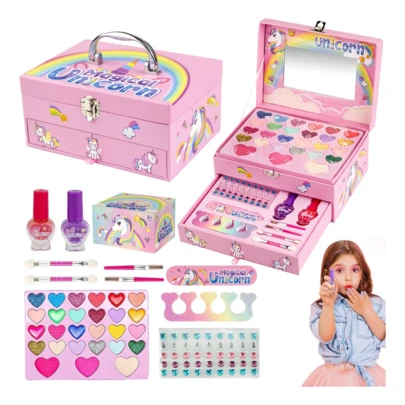 Glowlin® Maquillaje De Juguete Para Niñas Lavable Real De Belleza,sets De Belleza Juego De Maquillaje Lavable Real Para Niñas,maquillaje Para Ninas,regalos De Navidad, Rosa