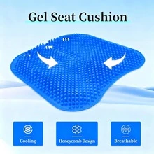 Blue Double-Layer Thick Gel Seat Cushion, Column-Shaped Breathable Anti-Slip Cover, Pressure Dispersion Design, Suitable For Office And Car Wheelchair Elastic Furniture Protection Cover - Blue - View 4