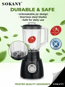 SOKANY SK-185 Multi-Function Blender, 2-In-1, 1.6L Capacity, Combines Food Processor, Coffee/Spice Grinder And Smoothie Blender - Black