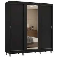 Ropero Closet Madesa Reno 3 Puertas 1 Espejo Con Pies NN - Negro - Ver 2