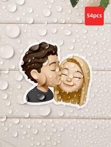 1-84张定制照片贴纸，人脸贴纸，情侣个性化贴纸，数码肖像贴纸，卡通贴纸，情侣礼物贴纸，可用于礼盒装饰、水瓶和笔记本电脑贴纸，完美适用于家居装饰、客厅、卧室、办公室、茶室，趣味十足，可爱时尚 - 多色2 - 查看 11