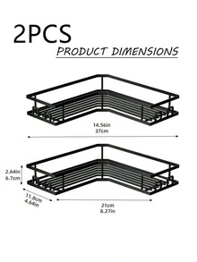 2026 2/3pcs Stainless Steel Bathroom Storage Set Without Drilling: Corner Shower Caddy,[US-Based Shipping]Wall Mounted Adhesive Shower Organizer, Load Capacity Less Than 10kg, No-Drill Waterproof Rustproof Rack For Toiletries & Kitchen.For Shower Gel, Shampoo, Soap,  Suitable For Bathroom, Kitchen And Living Room Corner Storage,  Home Bathroom Decor Bathroom Organizer Summer,Space-Saving Black Iron Storage Organizer.Three-Piece Rust-Proof Stainless Steel Bathroom Storage Rack, Large Capacity,  Bathroom Accessaries,BathroomDeccor,Toothbrush Holder.Suitable As A Home Renovation Gift.Bathroom Deccor,Room Decor,Bathroom Accesssories,Shelf,Shelves,Storage,Shelves For Wall,Floating Shelves For Wall,Bathroom Storage. - 黑色 - 查看 12