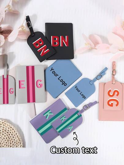 Personalized Passport Holder And Luggage Tag Set, UV Printed Faux Leather Material, Protective And Comfortable, Ideal As Honeymoon Gift, Wedding Gift, Christmas Gift, Personalized Travel Souvenir For Family And Friends, Or A Treat For Yourself After A Long Trip