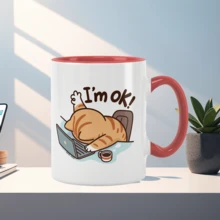 Cốc sứ in hình mèo "Tôi ổn" - Có thể tái sử dụng, giữ đồ uống nóng hoặc lạnh, món quà lý tưởng cho người yêu mèo, chỉ rửa bằng tay. - Nhiều màu - Xem 11